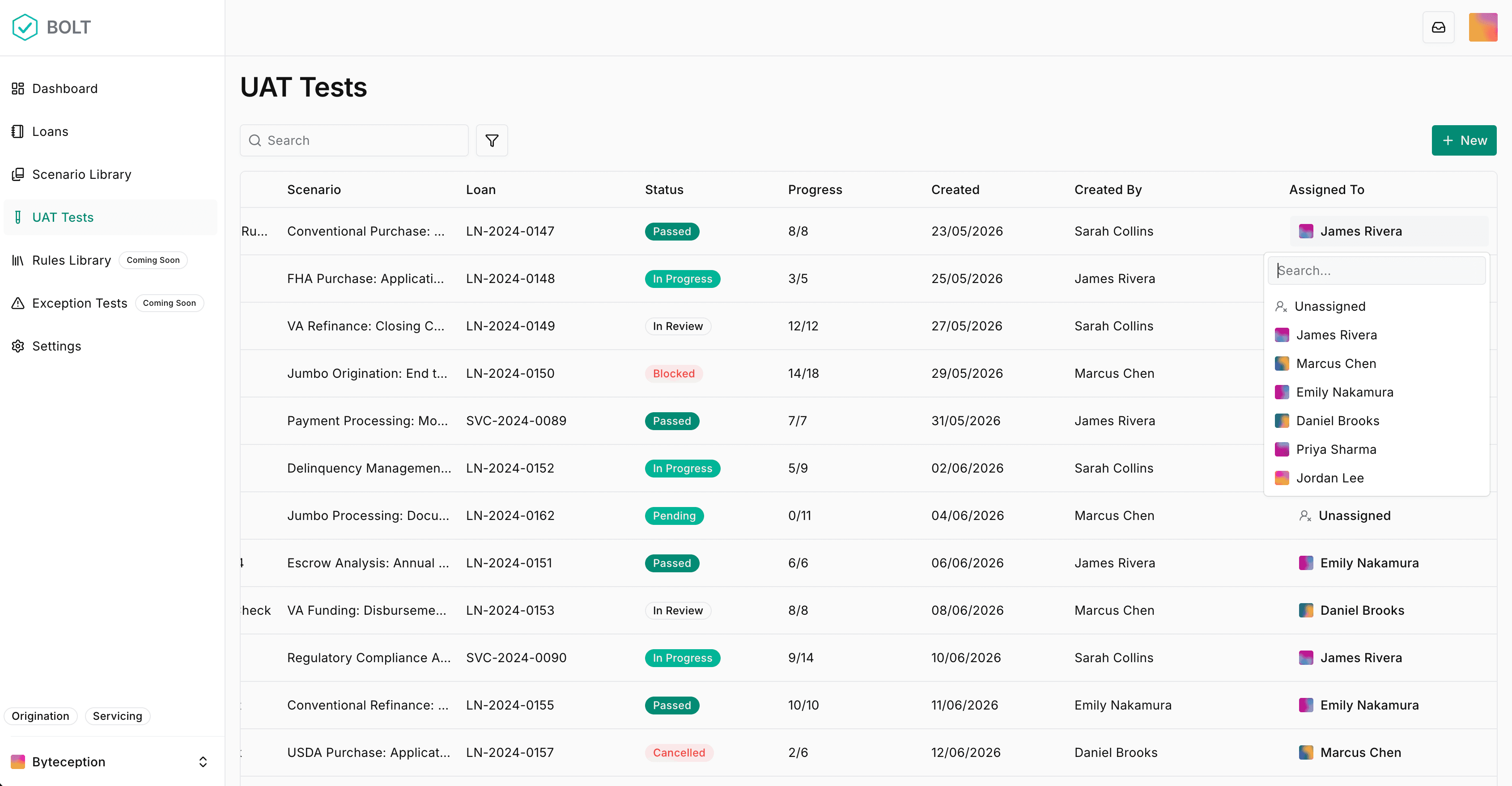 Assignee selection dropdown